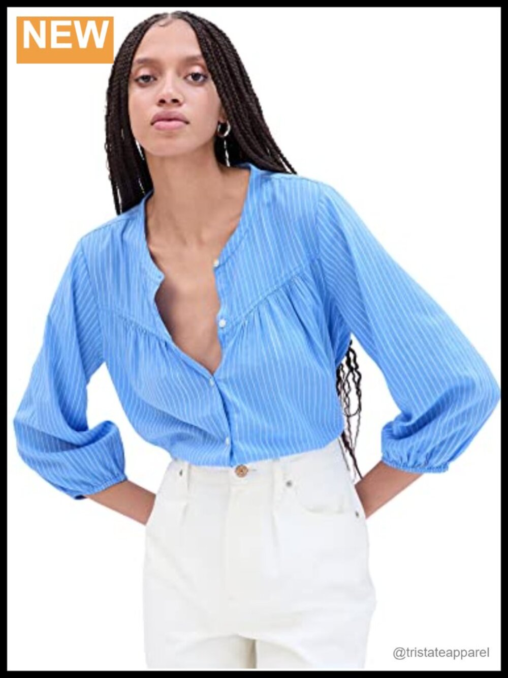 Long Sleeve Button Front Blouse Top Shirt